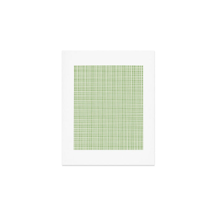 Mid Century Modern Minimalist Woven Line Pattern in Light Sage Green and Cream Art Print Gallery Image 1