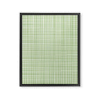 Mid Century Modern Minimalist Woven Line Pattern in Light Sage Green and Cream Framed Canvas Print Gallery Image 8