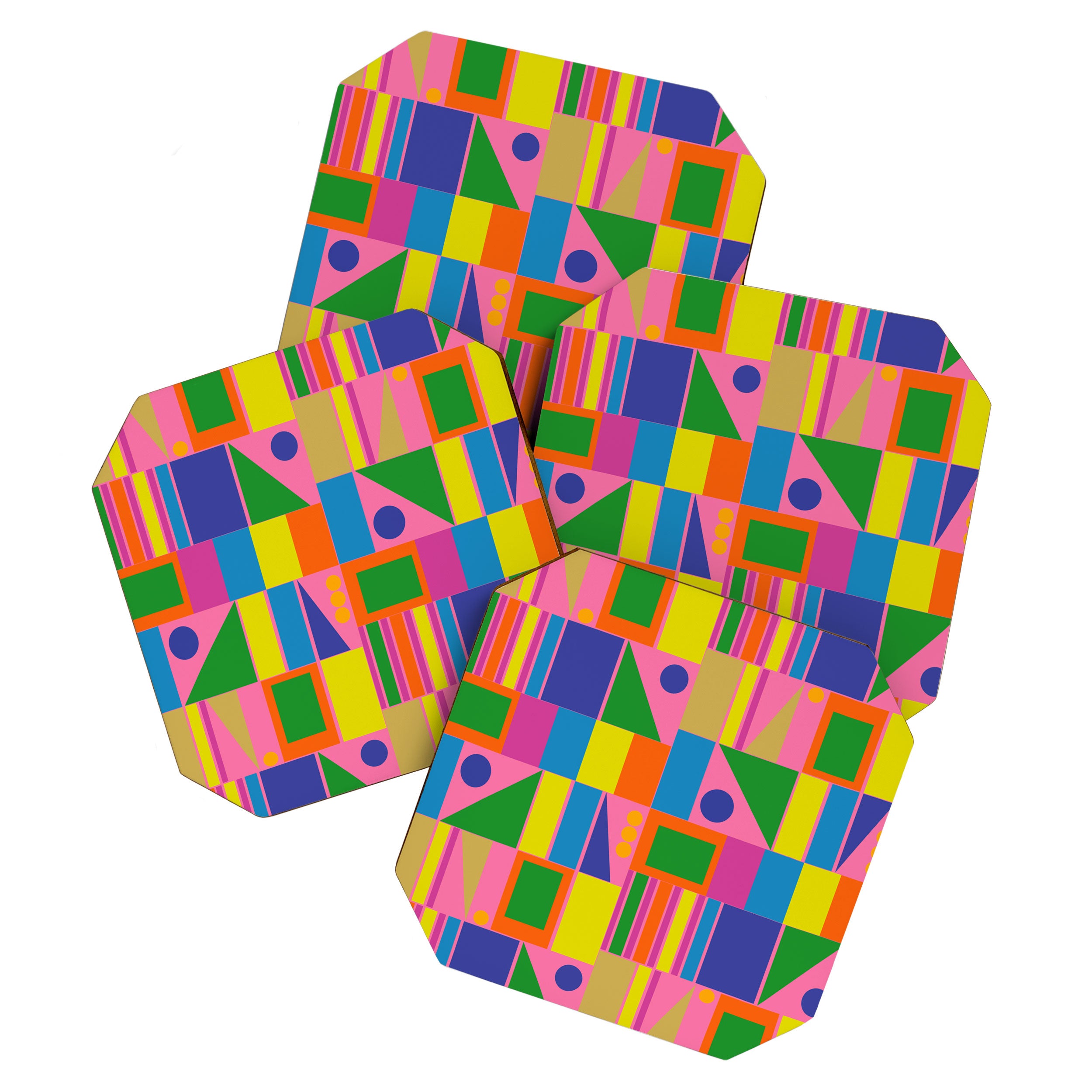 Mid Century Modern Modtastic Fun and Colorful Abstract Geometric Pattern Coaster Gallery Image 1