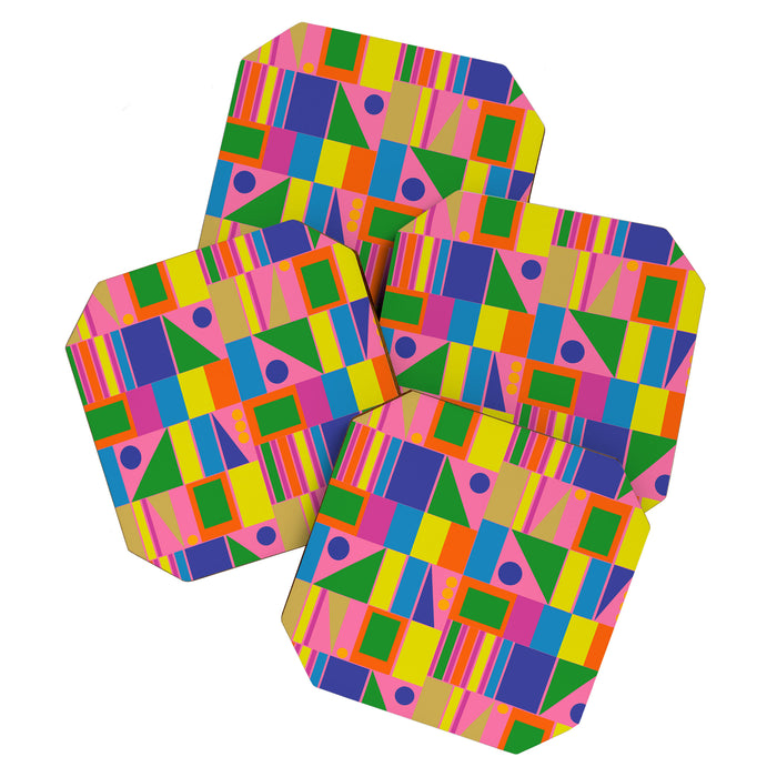 Mid Century Modern Modtastic Fun and Colorful Abstract Geometric Pattern Coaster Gallery Image 1