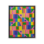 Mid Century Modern Modtastic Fun and Colorful Abstract Geometric Pattern Framed Canvas Print Gallery Image 6