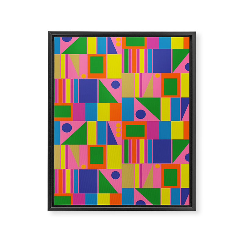 Mid Century Modern Modtastic Fun and Colorful Abstract Geometric Pattern Framed Canvas Print Gallery Image 6