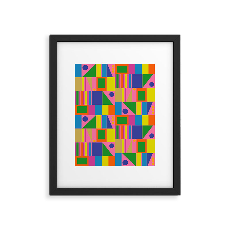 Mid Century Modern Modtastic Fun and Colorful Abstract Geometric Pattern Framed Art Print Gallery Image 5