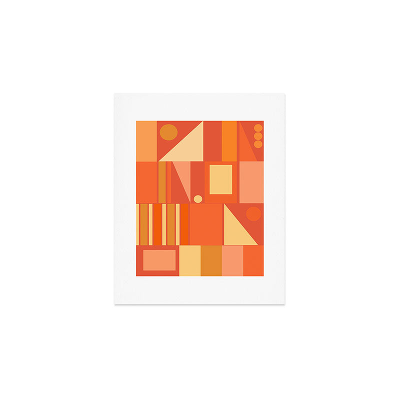 Mid Century Modern Modtastic Geometric Abstract Orange Yellow Art Print Gallery Image 1