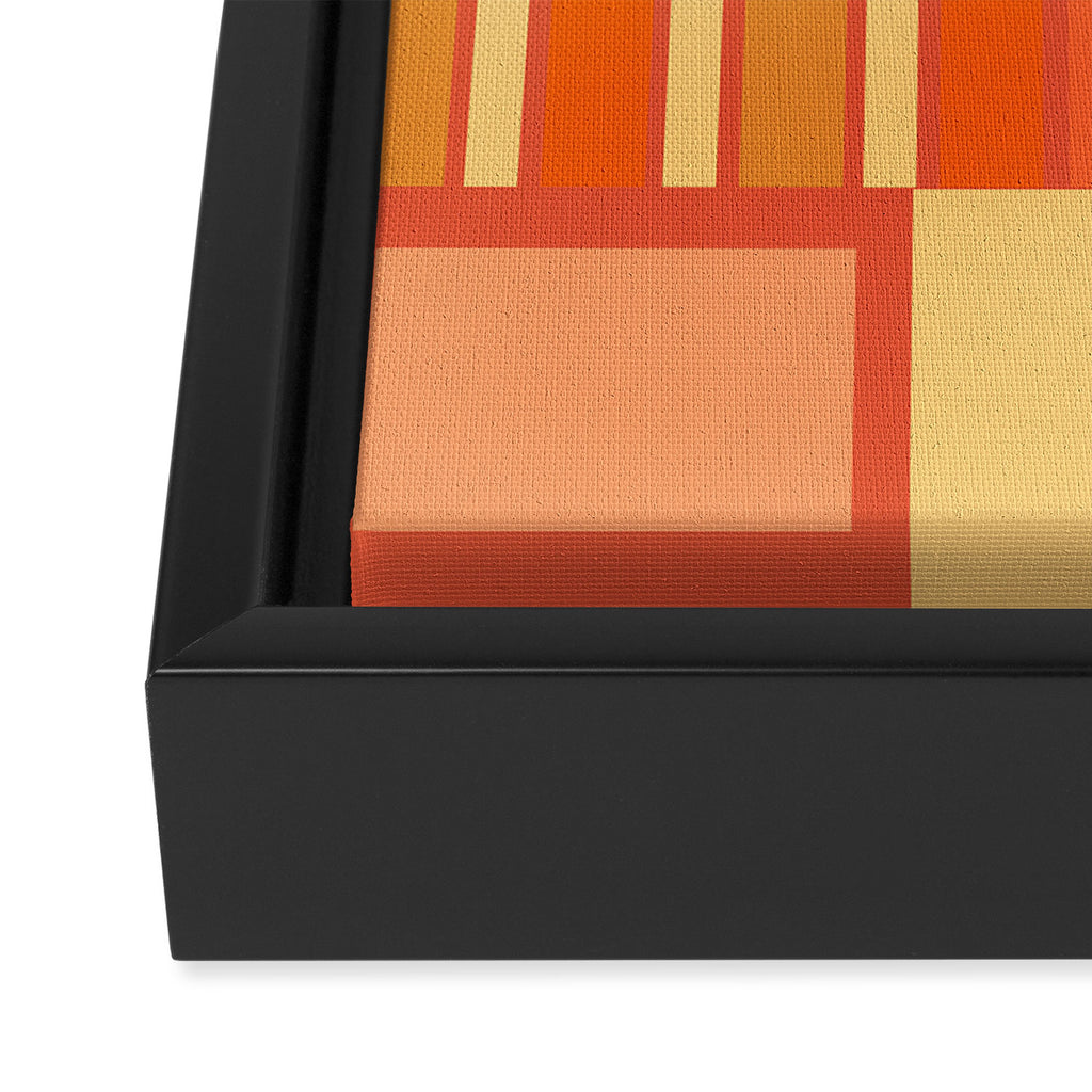 Mid Century Modern Modtastic Geometric Abstract Orange Yellow Framed Canvas Print Gallery Image 3