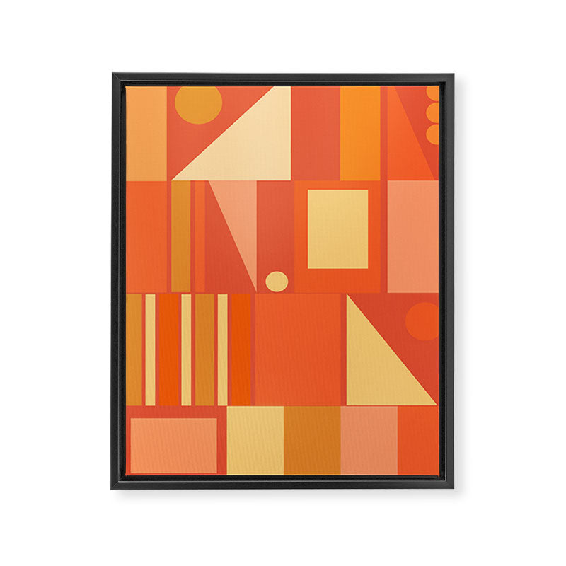 Mid Century Modern Modtastic Geometric Abstract Orange Yellow Framed Canvas Print Gallery Image 6