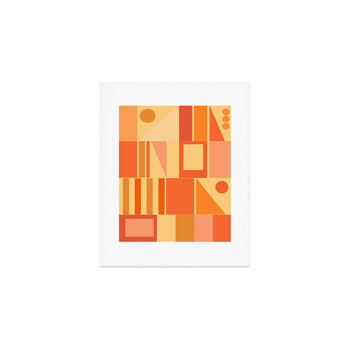 Mid Century Modern Modtastic Geometric Abstract Pattern Tangerine Orange Yellow Art Print Gallery Image 1
