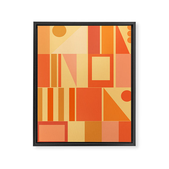 Mid Century Modern Modtastic Geometric Abstract Pattern Tangerine Orange Yellow Framed Canvas Print Gallery Image 1