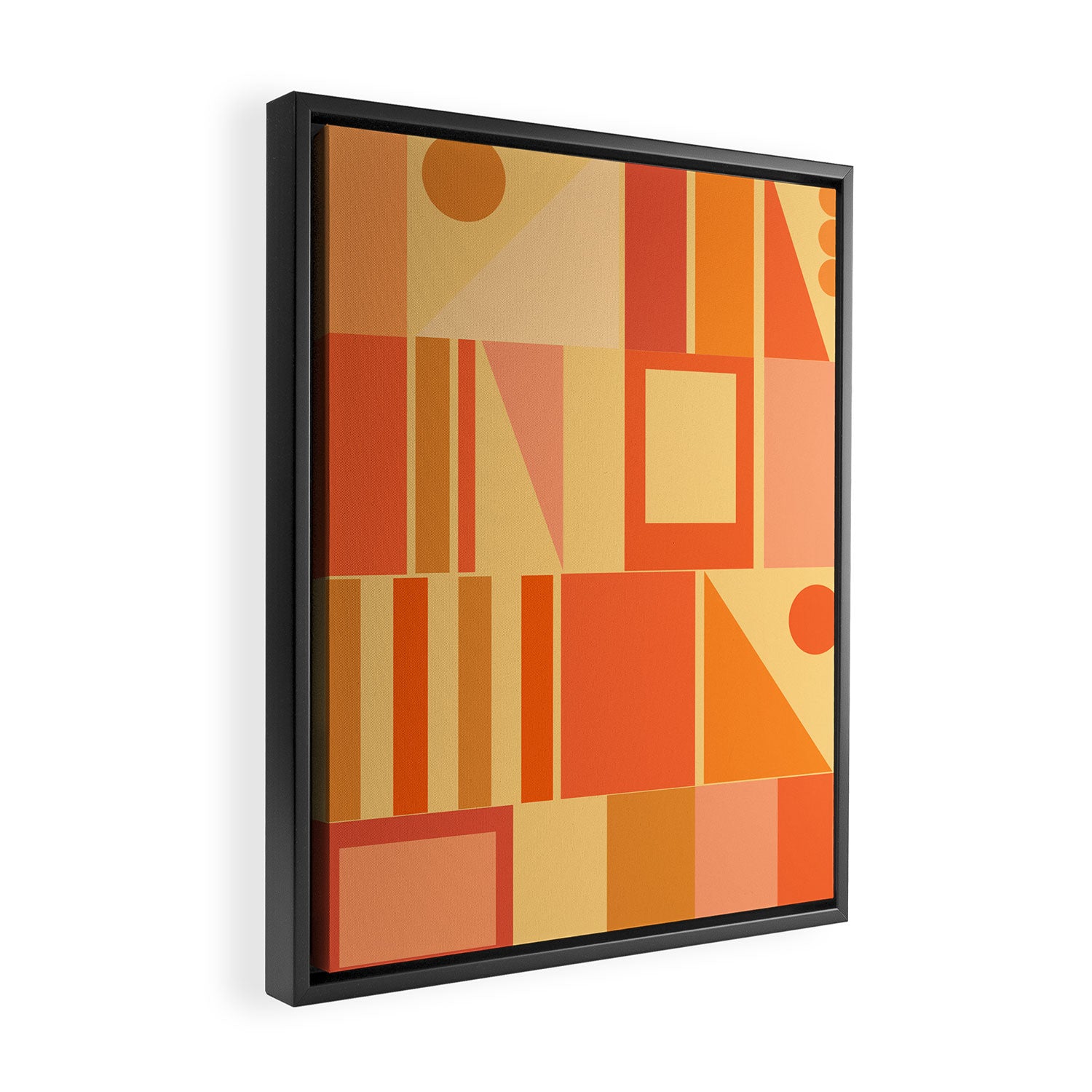 Mid Century Modern Modtastic Geometric Abstract Pattern Tangerine Orange Yellow Framed Canvas Print Gallery Image 2