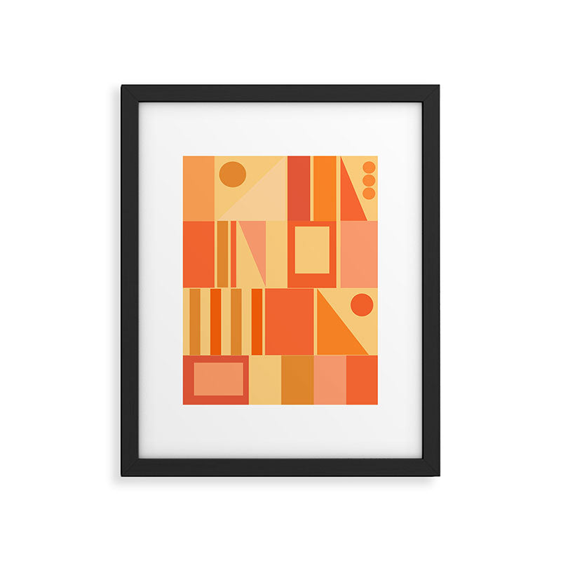 Mid Century Modern Modtastic Geometric Abstract Pattern Tangerine Orange Yellow Framed Art Print Gallery Image 5