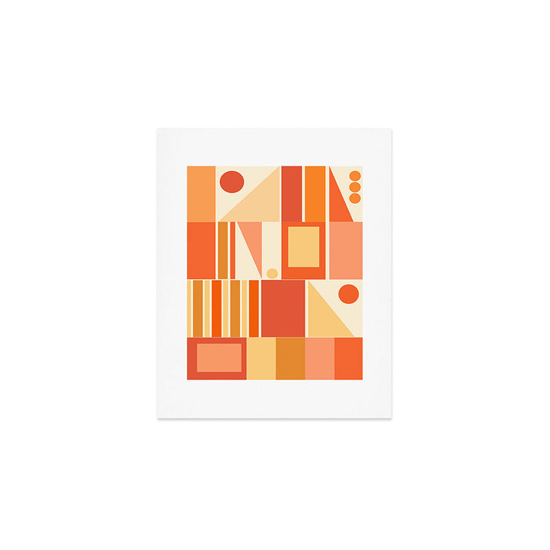 Mid Century Modern Modtastic Orange Peach Geometric Abstract Pattern Art Print Gallery Image 1