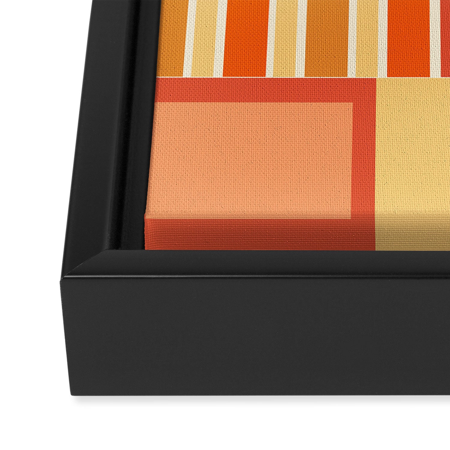 Mid Century Modern Modtastic Orange Peach Geometric Abstract Pattern Framed Canvas Print Gallery Image 3