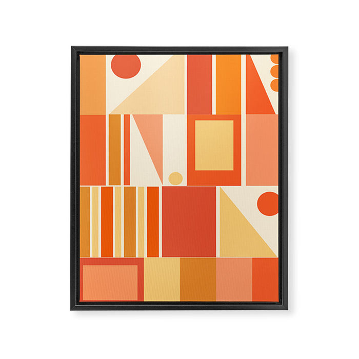 Mid Century Modern Modtastic Orange Peach Geometric Abstract Pattern Framed Canvas Print Gallery Image 1