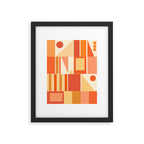 Mid Century Modern Modtastic Orange Peach Geometric Abstract Pattern Framed Art Print Gallery Image 5