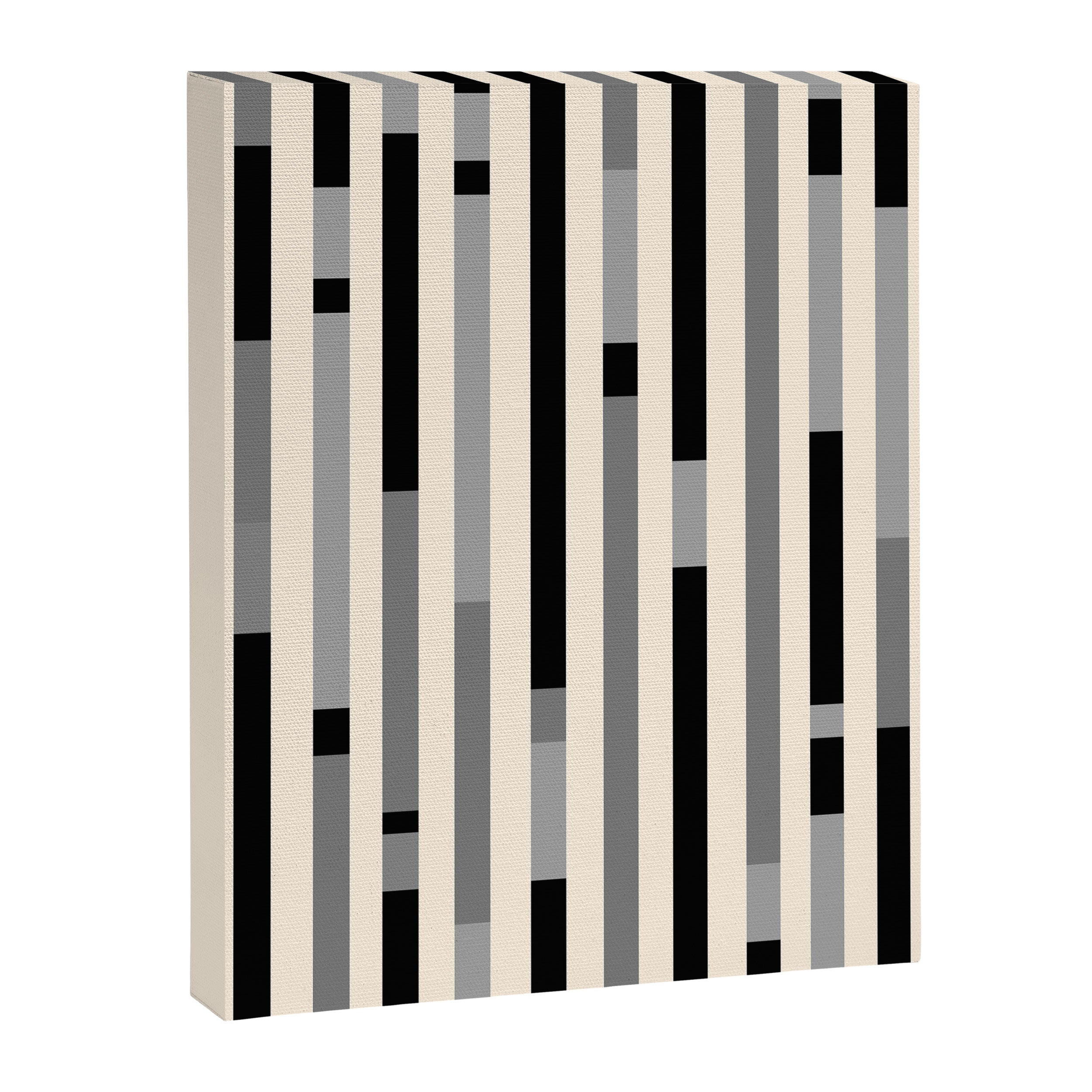 Mid Century Modern Modular Stripes in Black, Gray, and Almond Cream Canvas Print Gallery Image 6
