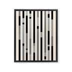 Mid Century Modern Modular Stripes in Black, Gray, and Almond Cream Framed Canvas Print Gallery Image 6
