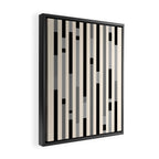 Mid Century Modern Modular Stripes in Black, Gray, and Almond Cream Framed Canvas Print Gallery Image 2