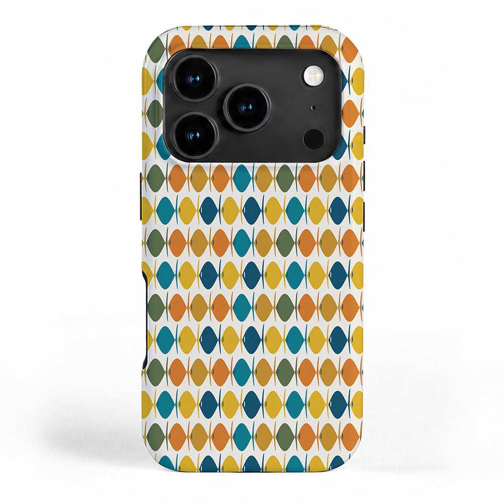 Mid Century Modern Multicolor Retro Fish Pattern iPhone Case Gallery Image 1