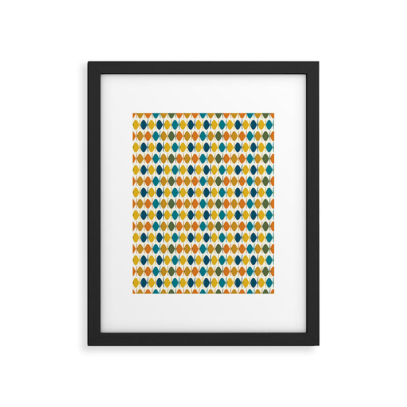 Mid Century Modern Multicolor Retro Fish Pattern Framed Art Print Gallery Image 6