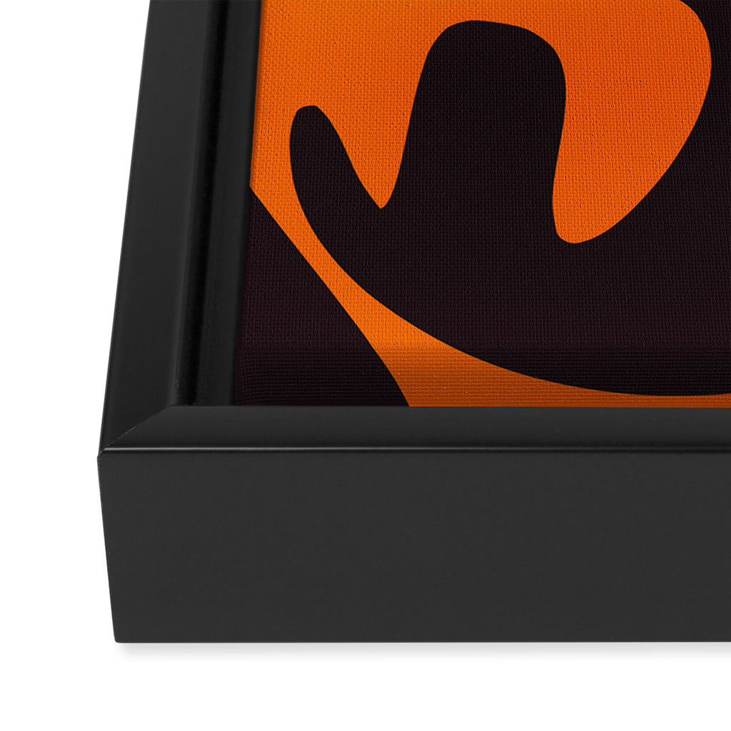 Mid Century Modern Mythos Abstract Black Orange Cream Framed Canvas Print Gallery Image 3