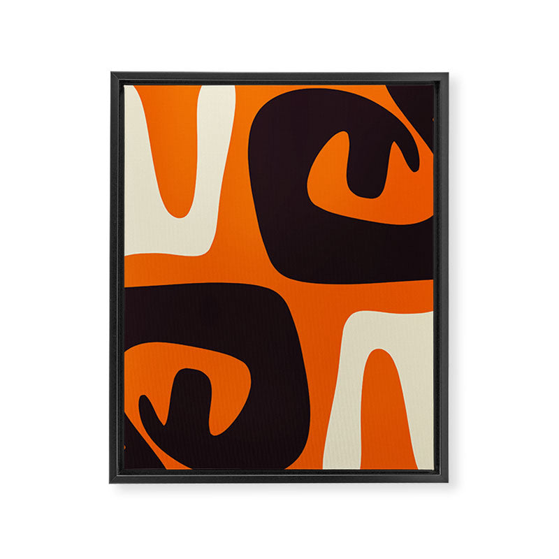 Mid Century Modern Mythos Abstract Black Orange Cream Framed Canvas Print Gallery Image 8