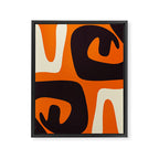 Mid Century Modern Mythos Abstract Black Orange Cream Framed Canvas Print Gallery Image 8