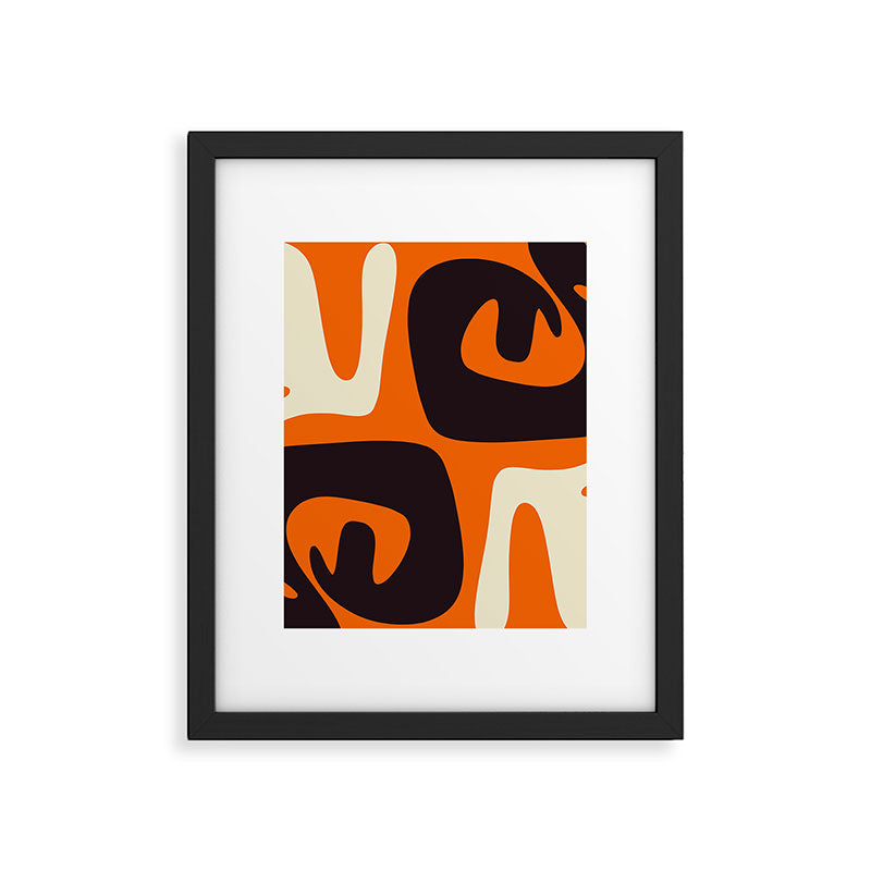 Mid Century Modern Mythos Abstract Black Orange Cream Framed Art Print Gallery Image 6