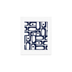 Mid Century Modern Navy Blue and White Abstract Piquet Pattern Art Print Gallery Image 1