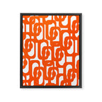 Mid Century Modern Orange Loops Abstract Pattern on White Framed Canvas Print Gallery Image 8