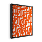 Mid Century Modern Orange Loops Abstract Pattern on White Framed Canvas Print Gallery Image 2
