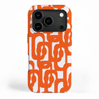 Mid Century Modern Orange Loops Abstract Pattern on White iPhone Case Gallery Image 1