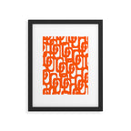 Mid Century Modern Orange Loops Abstract Pattern on White Framed Art Print Gallery Image 6