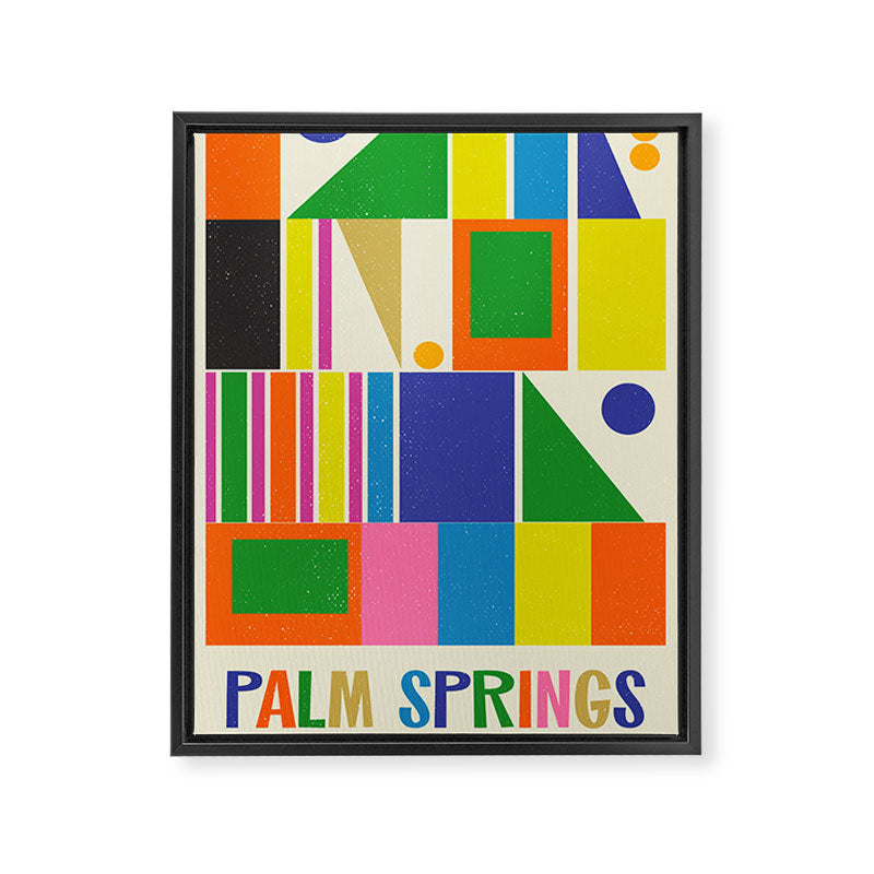 Mid Century Modern Palm Springs Retro Vintage Aesthetic Geometric Abstract Travel Poster Framed Canvas Print Gallery Image 6