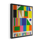 Mid Century Modern Palm Springs Retro Vintage Aesthetic Geometric Abstract Travel Poster Framed Canvas Print Gallery Image 2