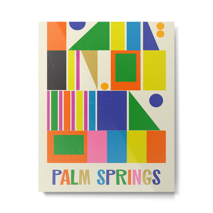 Mid Century Modern Palm Springs Retro Vintage Aesthetic Geometric Abstract Travel Poster Metal Print Gallery Image 1