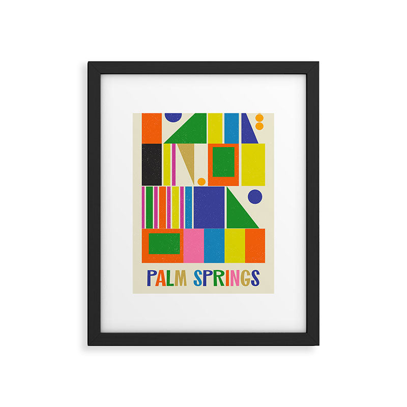 Mid Century Modern Palm Springs Retro Vintage Aesthetic Geometric Abstract Travel Poster Framed Art Print Gallery Image 5