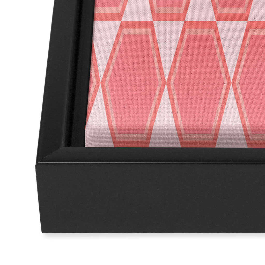 Mid Century Modern Pink Hexad Geometric Pattern Framed Canvas Print Gallery Image 3
