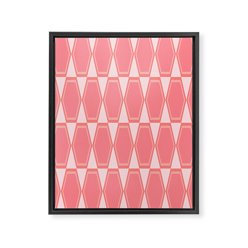 Mid Century Modern Pink Hexad Geometric Pattern Framed Canvas Print Gallery Image 8
