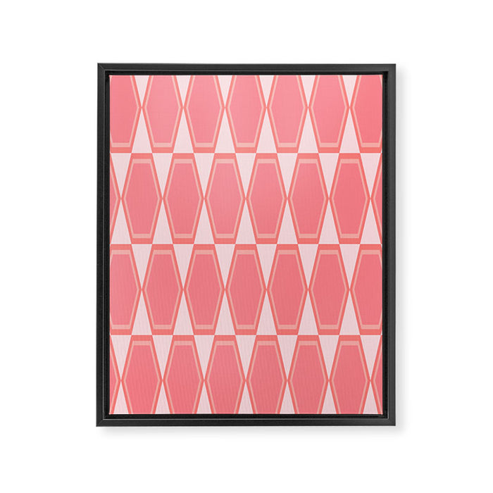 Mid Century Modern Pink Hexad Geometric Pattern Framed Canvas Print Gallery Image 1