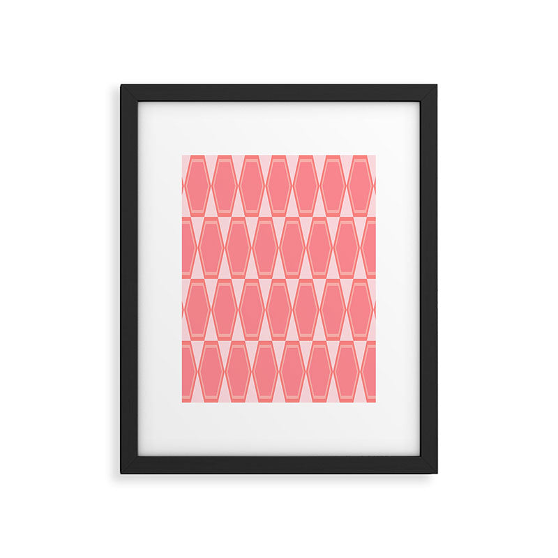 Mid Century Modern Pink Hexad Geometric Pattern Framed Art Print Gallery Image 6