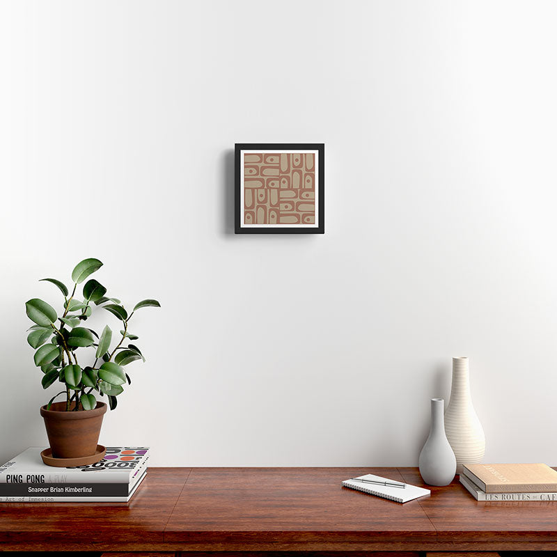 Mid Century Modern Piquet 12 Inspired by PANTONE 17 1230 Color of the Year Mocha Mousse Framed Art Print Gallery Image 2