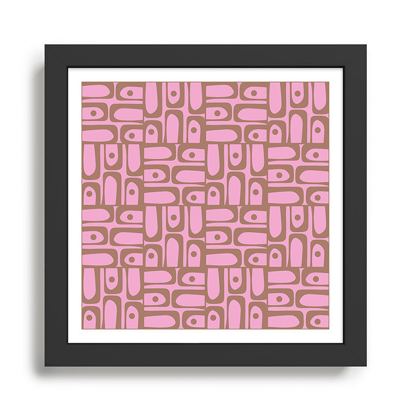 Mid Century Modern Piquet 4 Inspired by PANTONE 17 1230 Color of the Year Mocha Mousse Framed Art Print Gallery Image 1