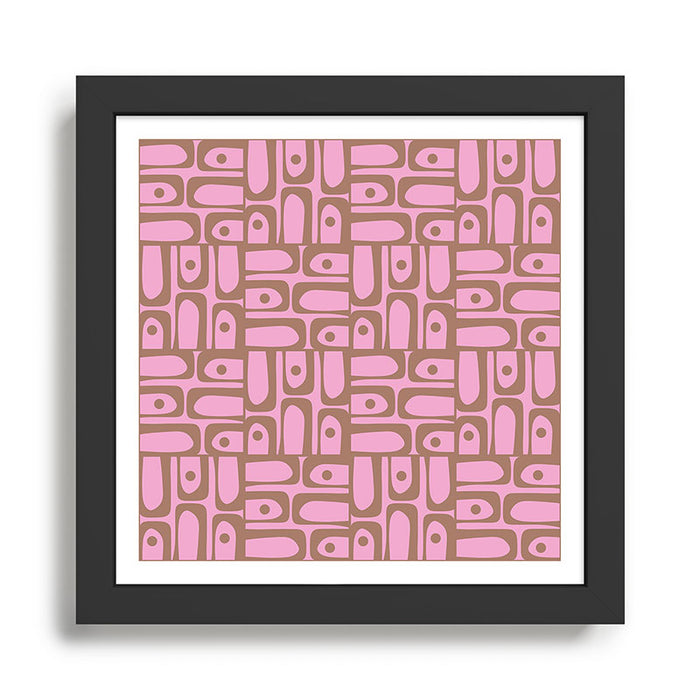 Mid Century Modern Piquet 4 Inspired by PANTONE 17 1230 Color of the Year Mocha Mousse Framed Art Print Gallery Image 1