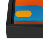 Mid Century Modern Piquet Abstract Blue Orange Pink Framed Canvas Print Gallery Image 3