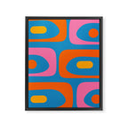 Mid Century Modern Piquet Abstract Blue Orange Pink Framed Canvas Print Gallery Image 8
