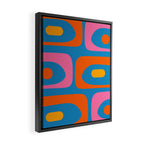 Mid Century Modern Piquet Abstract Blue Orange Pink Framed Canvas Print Gallery Image 2