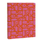 Mid Century Modern Piquet Abstract Geometric Multi Pattern Hot Pink and Red-Orange Canvas Print Gallery Image 8