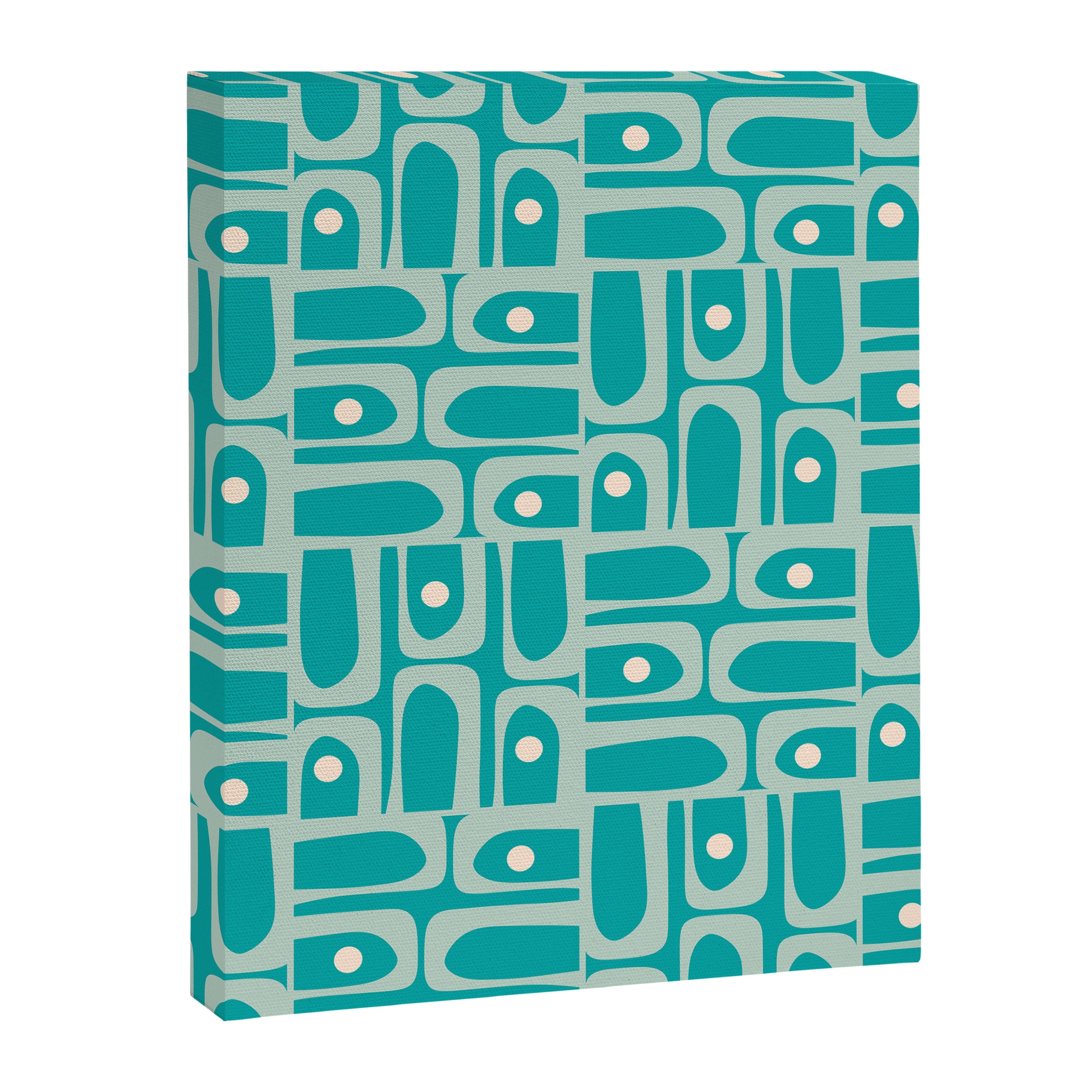 Mid Century Modern Piquet Abstract Geometric Multi Pattern in Aqua Teal Canvas Print Gallery Image 8