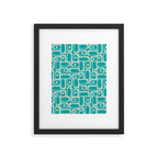 Mid Century Modern Piquet Abstract Geometric Multi Pattern in Aqua Teal Framed Art Print Gallery Image 6