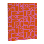 Mid Century Modern Piquet Abstract Geometric Multi Pattern in Hot Pink and Red-Orange Canvas Print Gallery Image 8